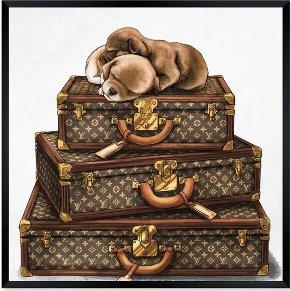 Dogs & Luxury LV Suitcases ~ “ dog gone tired” print picture room wall art decor - Picture 3 of 5